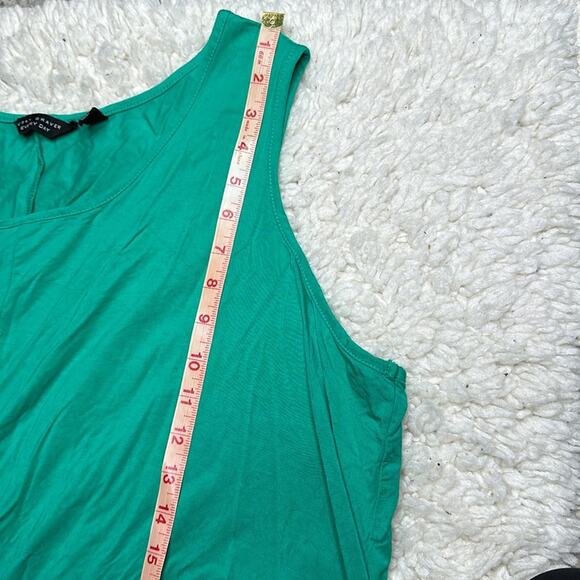 Susan Graver Teal LagenLook Tank Top Handkerchief Hem Line Plus Size Flowy - Picture 7 of 8